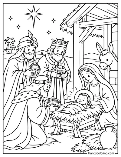 Wise Men Presenting Gifts to Baby Jesus