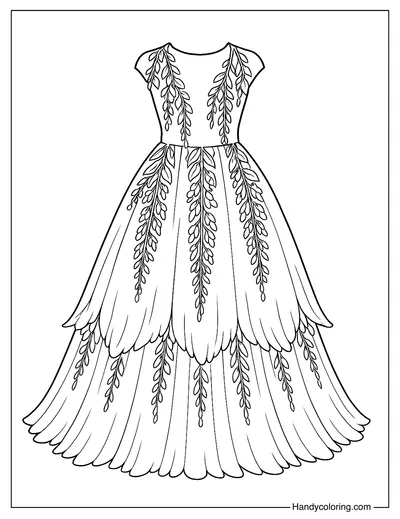 Wisteria Rain Gown Coloring Page