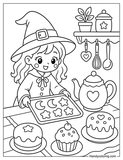 Witch Baking Moon Cookies