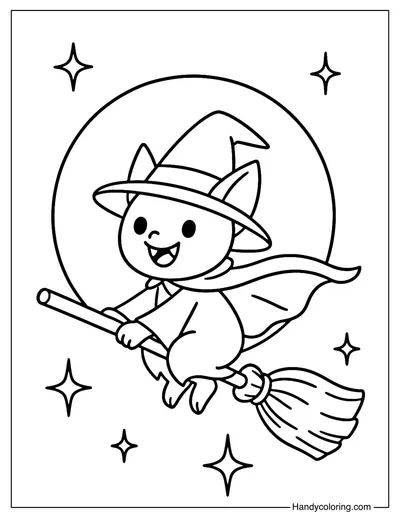 Witch Bat Coloring Page