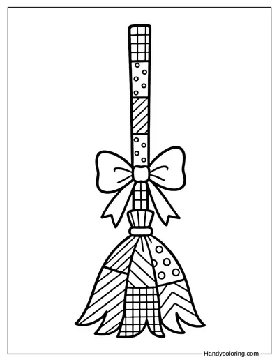 Witch Broom Patchwork Coloring Page
