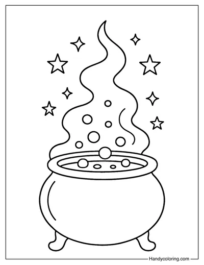 Witch Cauldron Coloring Page