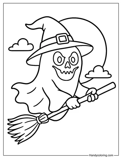 Witch Ghost Coloring Page
