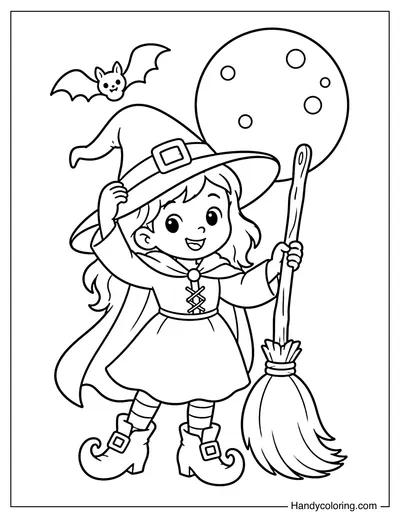 Witch Hat and Broom Ready for Flight