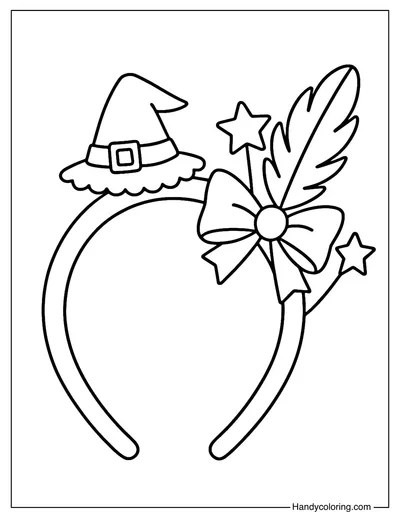 Witch Hat Hairband Coloring Page
