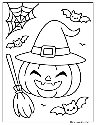 Witch Hat Jack-O-lantern Coloring Page