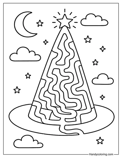 Witch Hat Maze Coloring Page