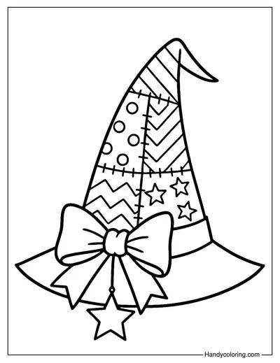 Witch Hat Patchwork Coloring Page