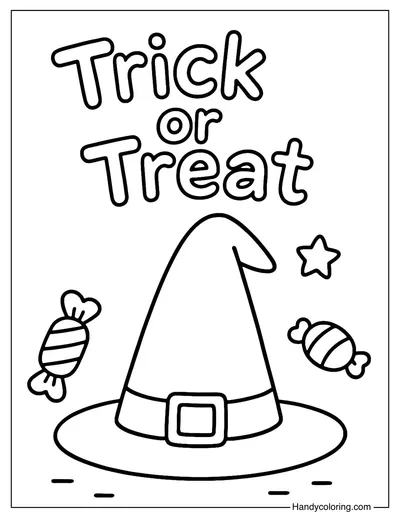 Witch Hat Trick or Treat Coloring Page