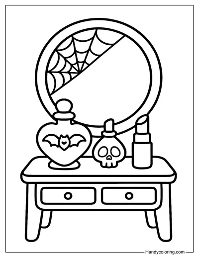 Witch Mirror Table Coloring Page