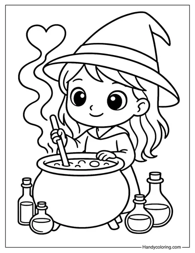Witch Potion Time Coloring Page