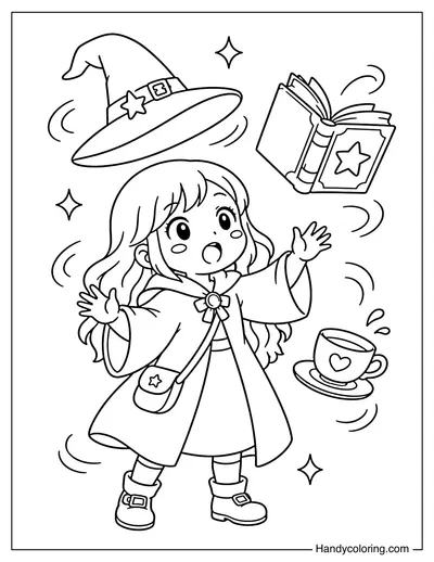 Witch Practicing Floating Spell