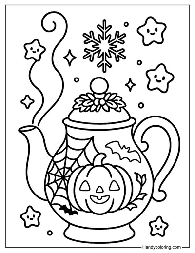 Witch Teapot Coloring Page