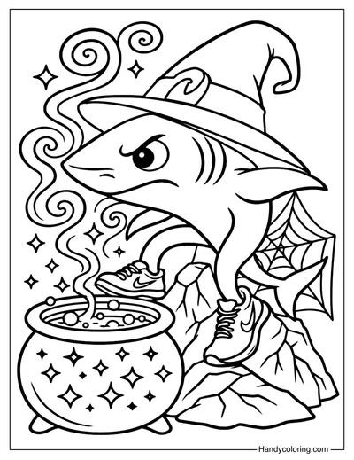 Witch Tralalero Tralala Coloring Page