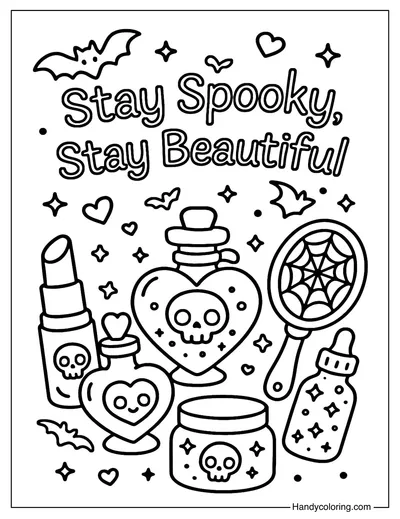 Witchy Beauty Essentials Coloring Page