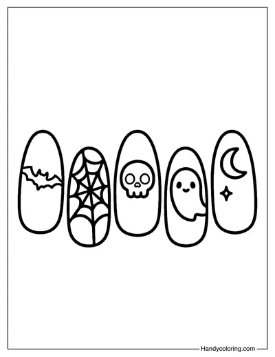 Witchy Nail Set Coloring Page