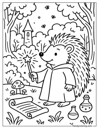 Wizard Hedgehog Coloring Page
