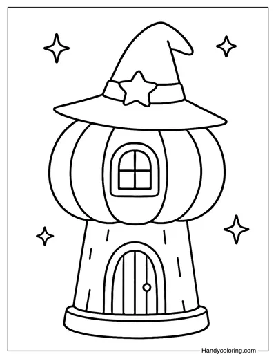Wizard Pumpkin Tower Coloring Page