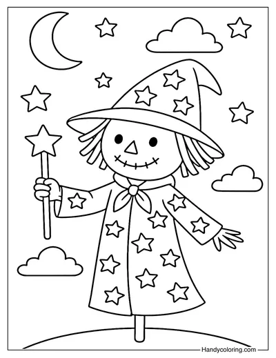 Wizard Scarecrow Coloring Page