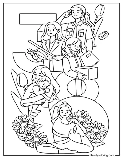 Women's Day Women Roles Coloring Page