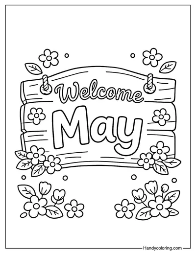 Wooden Sign Welcome to May