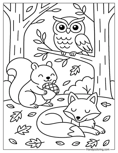 Woodland Friends Coloring Page