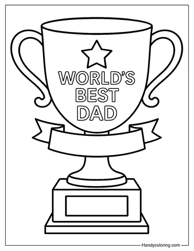 World's Best Dad Trophy Coloring Page