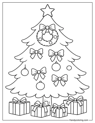 Wreath Christmas Tree Coloring Page