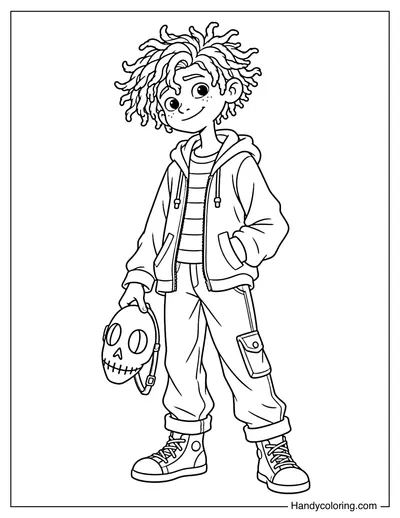 Wybie Holding His Skull Mask