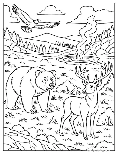 Yellowstone Wildlife Coloring Page