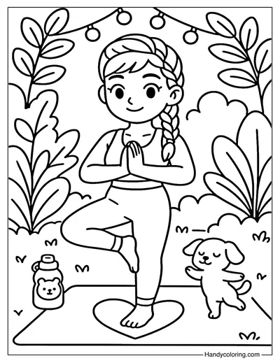 Yoga in the Garden Coloring Page