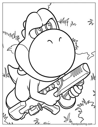 Yoshi Holding A Gun