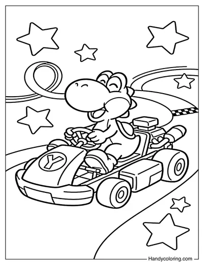 Yoshi Racing in a Kart