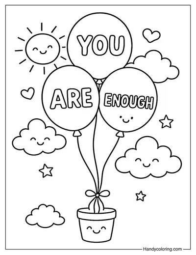 You Are Enough Balloon Coloring Page