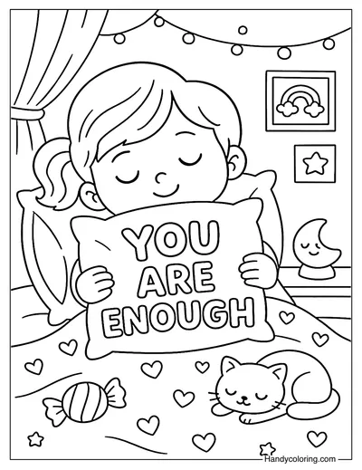 You Are Enough Bedtime Coloring Page