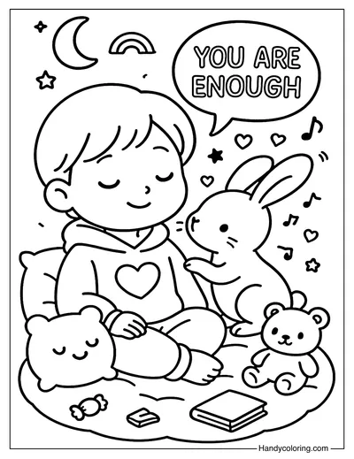You Are Enough Bunny Whisper Coloring Page