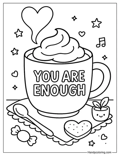 You Are Enough Cocoa Mug Coloring Page