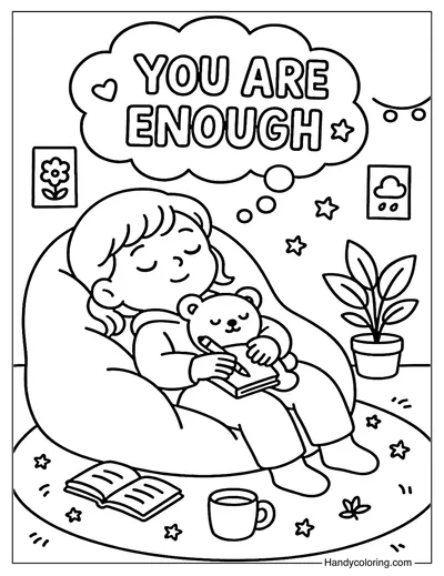 You Are Enough Daydream Coloring Page