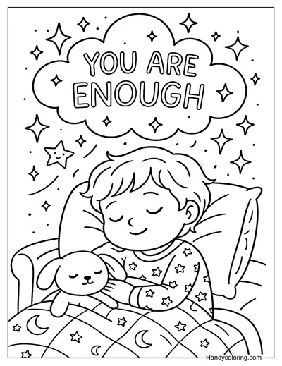 You Are Enough Dream Cloud Coloring Page