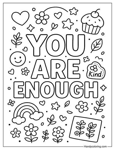 You Are Enough Quote Coloring Page