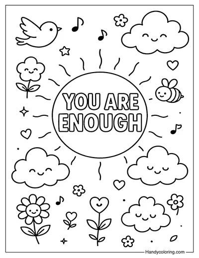 You Are Enough Sun Coloring Page