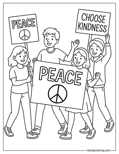 Youth March for Change Coloring Page