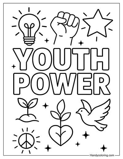Youth Power Typography Coloring Page