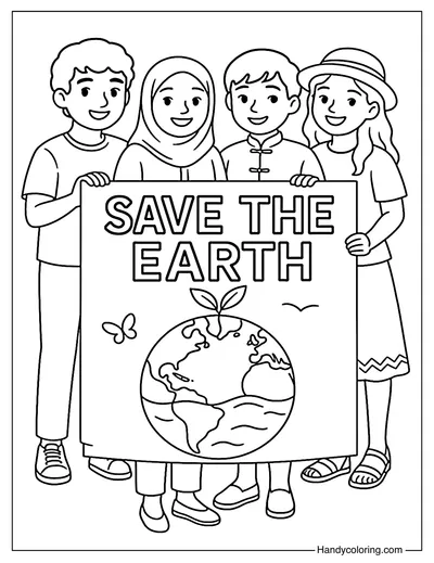 Youth Protecting the Planet Coloring Page