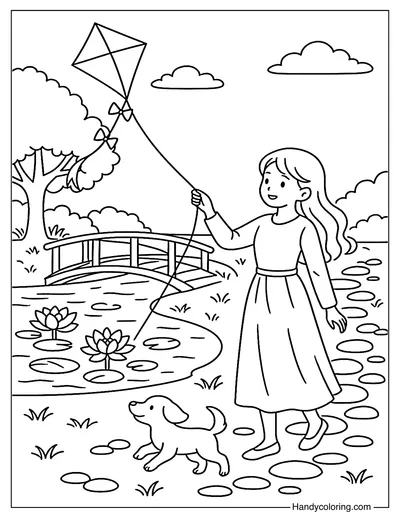 Zen Garden Kite Coloring Page