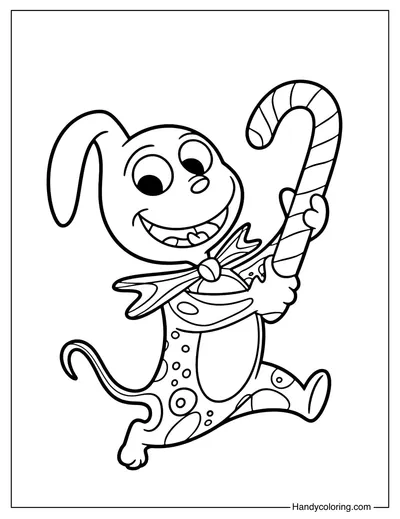 Zero with Candy Cane Coloring Page
