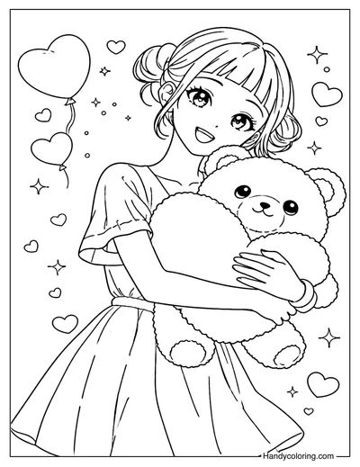 Zoey Holding a Teddy Bear for Valentine's Day