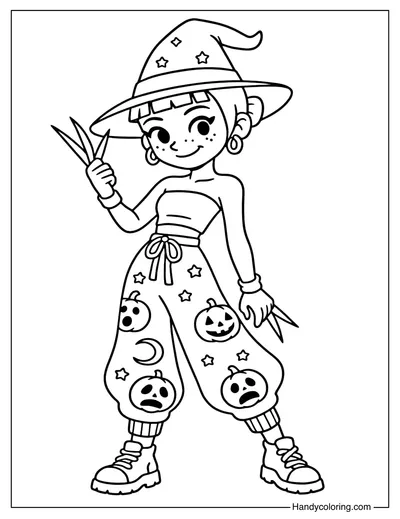 Zoey in a Halloween Witch Outfit