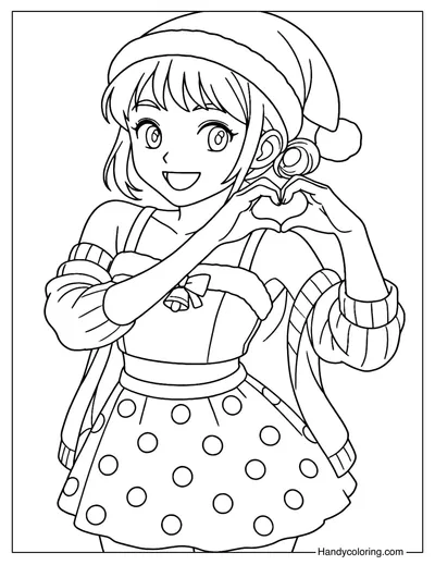 Zoey Making a Heart in a Christmas Outfit