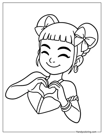 Zoey Making a Heart with Her Hands